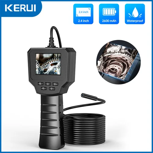 KERUI-Cámara de inspección de tuberías, endoscopio Industrial con pantalla IPS de 2,4 pulgadas, boroscopio con batería de 2600mAh para comprobar el alcantarillado del coche