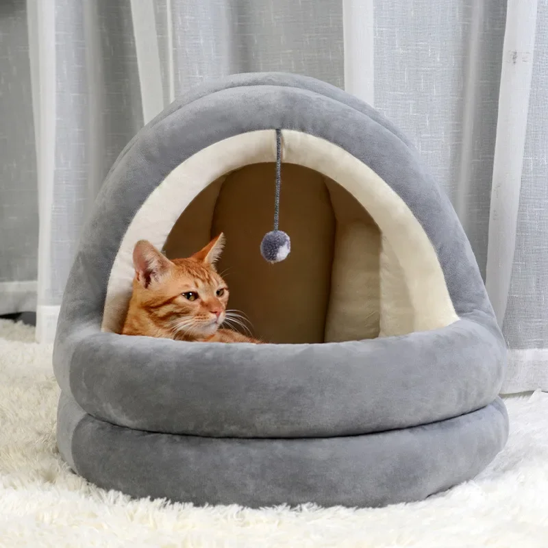 

Winter Warm Cat Litter Small Dog Kennel Cute Yurt Pet Litter Closed Explosion Pet Bed Dog House Cat Beds Cats Home Cat House