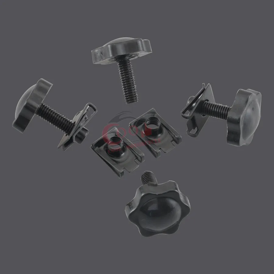 4pcs Black Plastic Knobs With Steel Screws 4pcs Metal U-Clips For 1993-2016 All Touring Models Road King Street Electra Glide