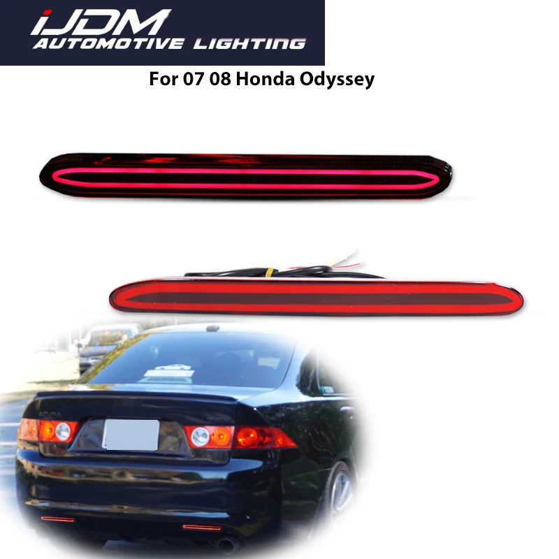 For Honda Acura TSX/Accord CL7 CL9/Odyssey RB1/CR-V Red LED Rear Bumper Reflectors Tail/Brake Lights W/ Sequential Turn Signal