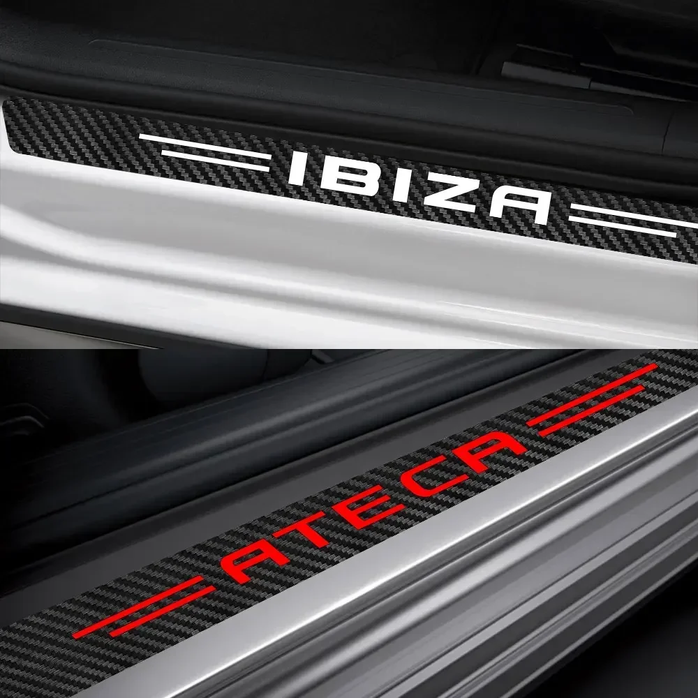 

4PCS Car Styling Door Sill Threshold Protector Stickers Auto Decoration Tuning DIY Accessories For Seat Ibiza Leon Arona Ateca