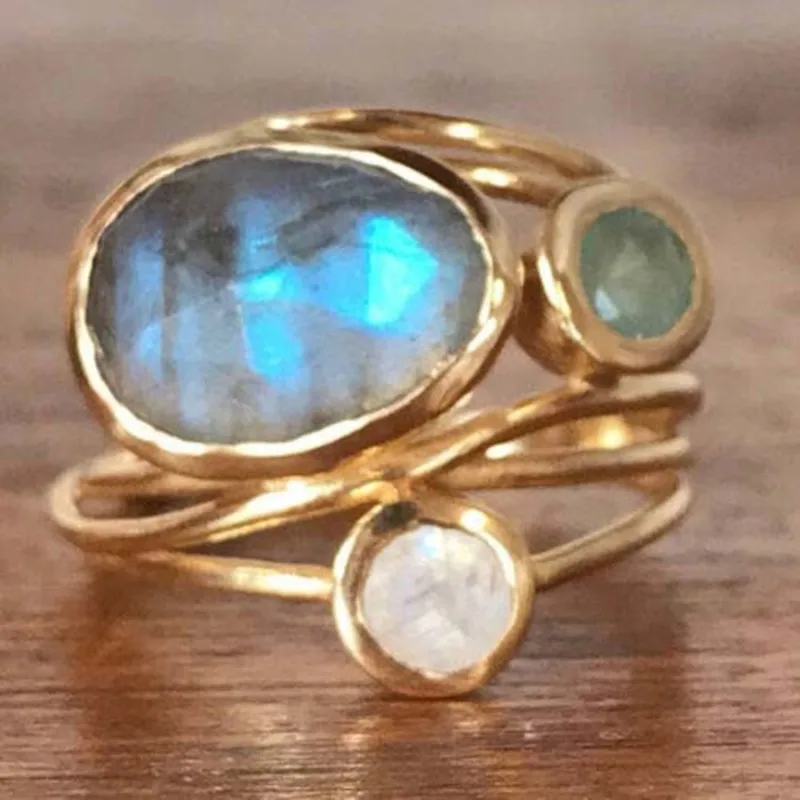 

KSRA Fashion Geometric Gold Color Inlaid Rhinestone Exquisite Ring For Women Engagement Evening Party Jewelry 2024 New
