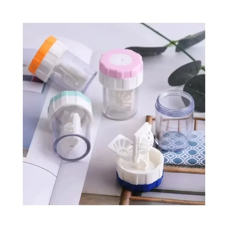 Portable Manual Rotatable Contact Lens Cleaner Cosmetic Pupil Storage Container Lens Care Device for Easy Eye Care Maintenance