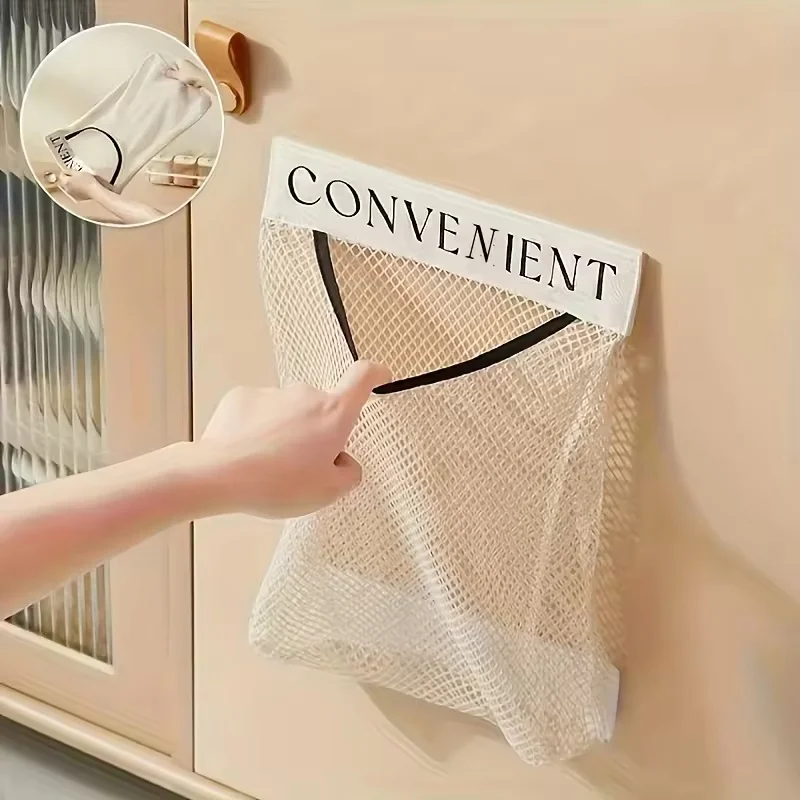 Velcro mesh bag wall mounted large capacity storage hanging bag underwear storage mesh bag multifunctional storage artifact