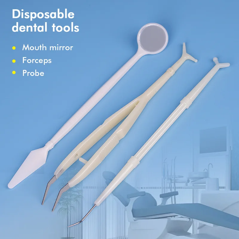 20Pack Disposable Dental Basic Instruments Kit Dental Mirror Explorer Probe Plier Oral Cleaning Hygiene Kit Dentist Tools