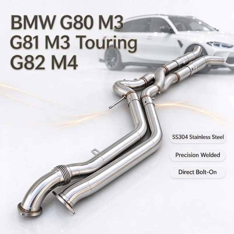 For BMW G80 M3 G81 M3 Touring G82 M4 Z-Tube Exhaust Middle Section With Built-in Resonator Stainless Steel Performance Mid Pipe