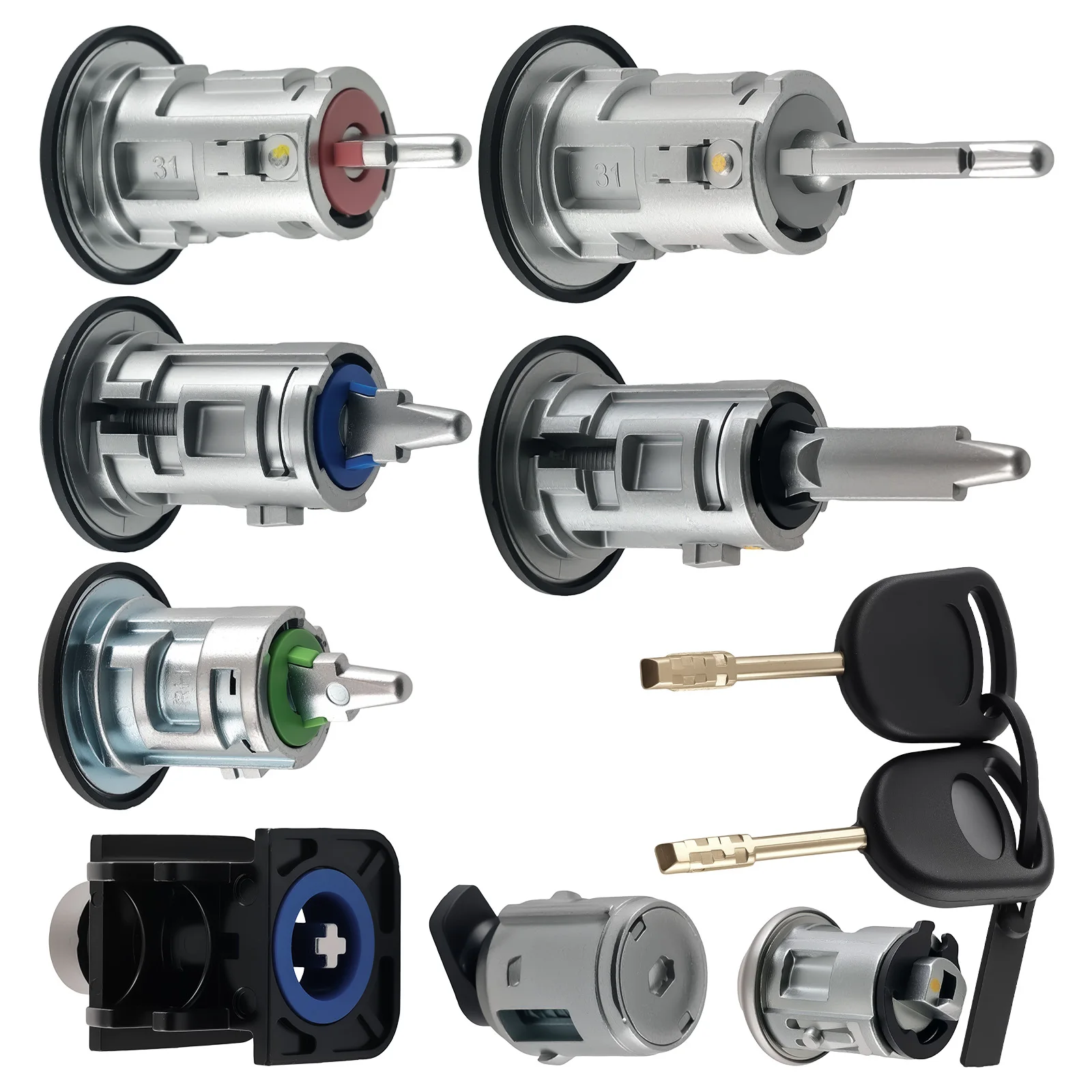 Zündschloss-Türschloss-Motorhauben-Set mit 2 Schlüsseln für Ford Transit Connect – Detail 9