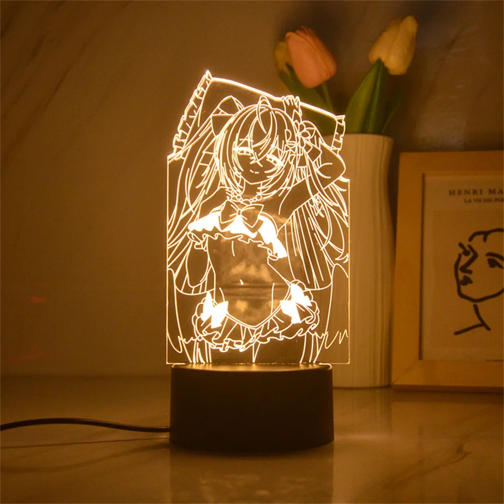 Anime Peripheral 3D Night Light 3/7/16 Colors Cartoon Girls Nightlight for Girls E-sports Game Atmosphere Light Birthday Gift