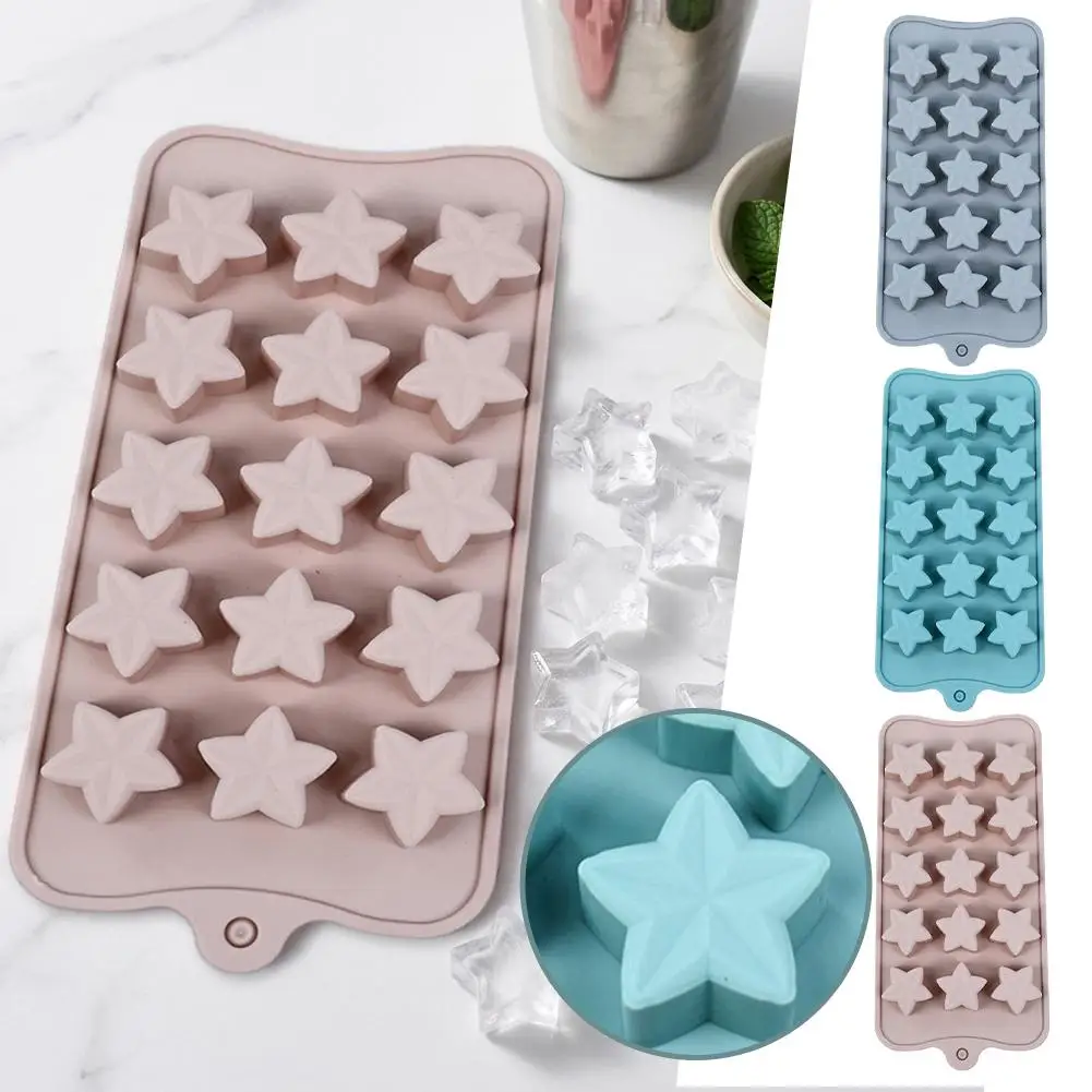 Molde de Silicona de 15 Piezas con Forma de Estrella de Cinco Puntas para Chocolate, Gelatina, Dulces Navideños, Bandeja de Hielo, Molde para Hornear