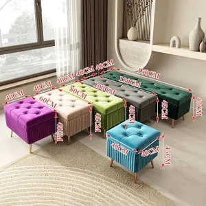 Samtbank für Eintritt, Wohnzimmermöbel, Zuhause, Otoman, neuartiger Aufbewahrung, Schuhwechsel, Bettsitz 10 Hauptverkäufe Banco Veludo - №4