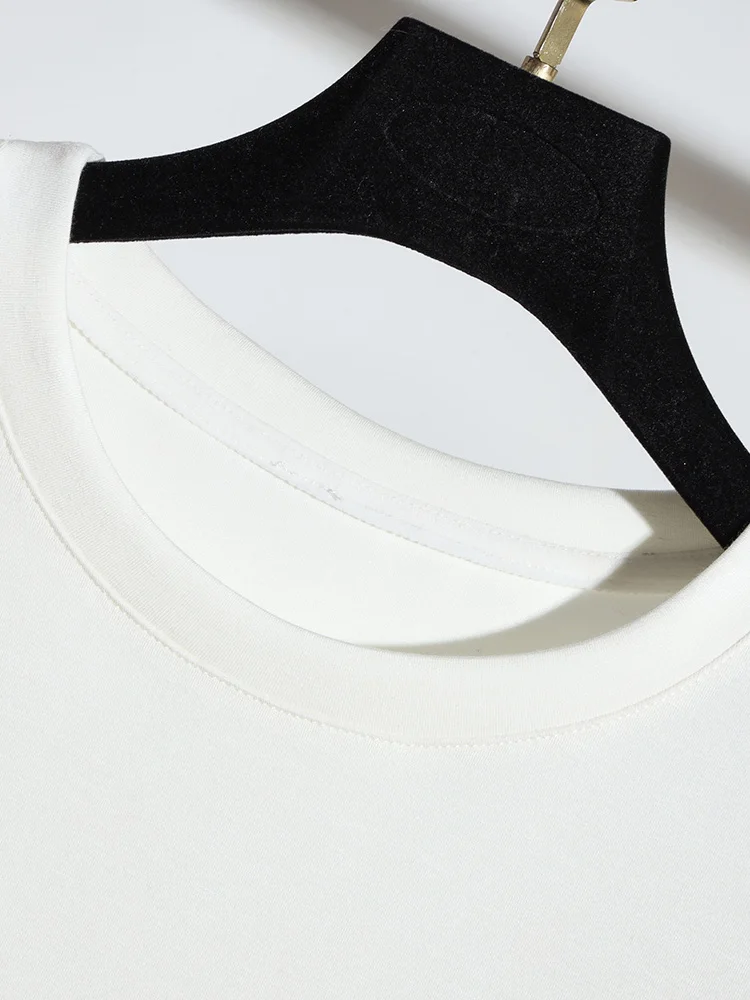 

Lace Splicing round Ne ort Sve T-irt Women's Summer New Slimming Versatile Base irt Top Ele Commute Sle Loos...