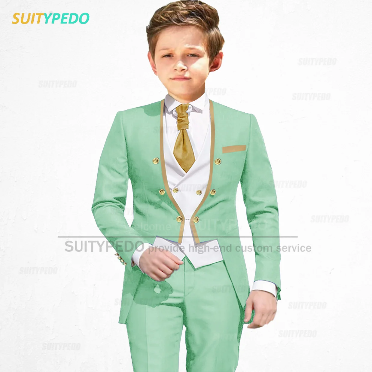 Newest Suit Sets For Boys Wedding Party Flower Kids Elegant Outfits Tailor-made Children High Quality Blazer Vest Pants 3 Pieces