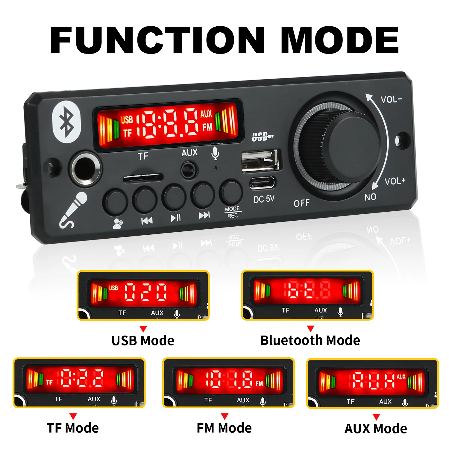 6W Amplifier DC 5V MP3 WMA Decoder Board Bluetooth 5.0 Audio Module USB TF Radio Wireless FM Receiver 2*3W MP3 Player For Car