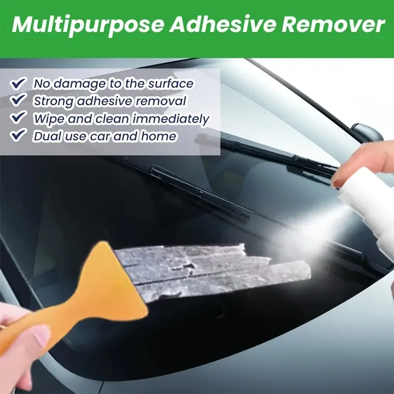 Professional Level Car Glue Removal Spray with Scraper - Fast and Residue Free Removal of Window Stickers, Labels and Tapes,