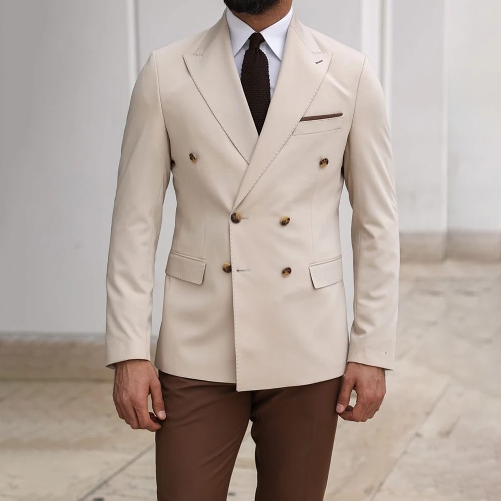 

Роскошные мужские костюмы, элегантные двубортные костюмы с остроконечными лацканами, приталенные комплекты из двух предметов, куртка и брюки, элегантные деловые наряды Terno