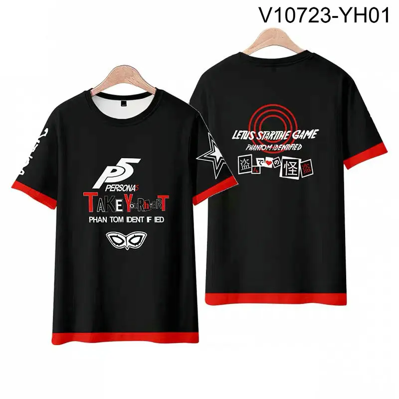 อะนิเมะ Persona 5 3D การพิมพ์เสื้อยืดแฟชั่นฤดูร้อนรอบคอแขนสั้นยอดนิยมญี่ปุ่น Streetwear PLUS ขนาด