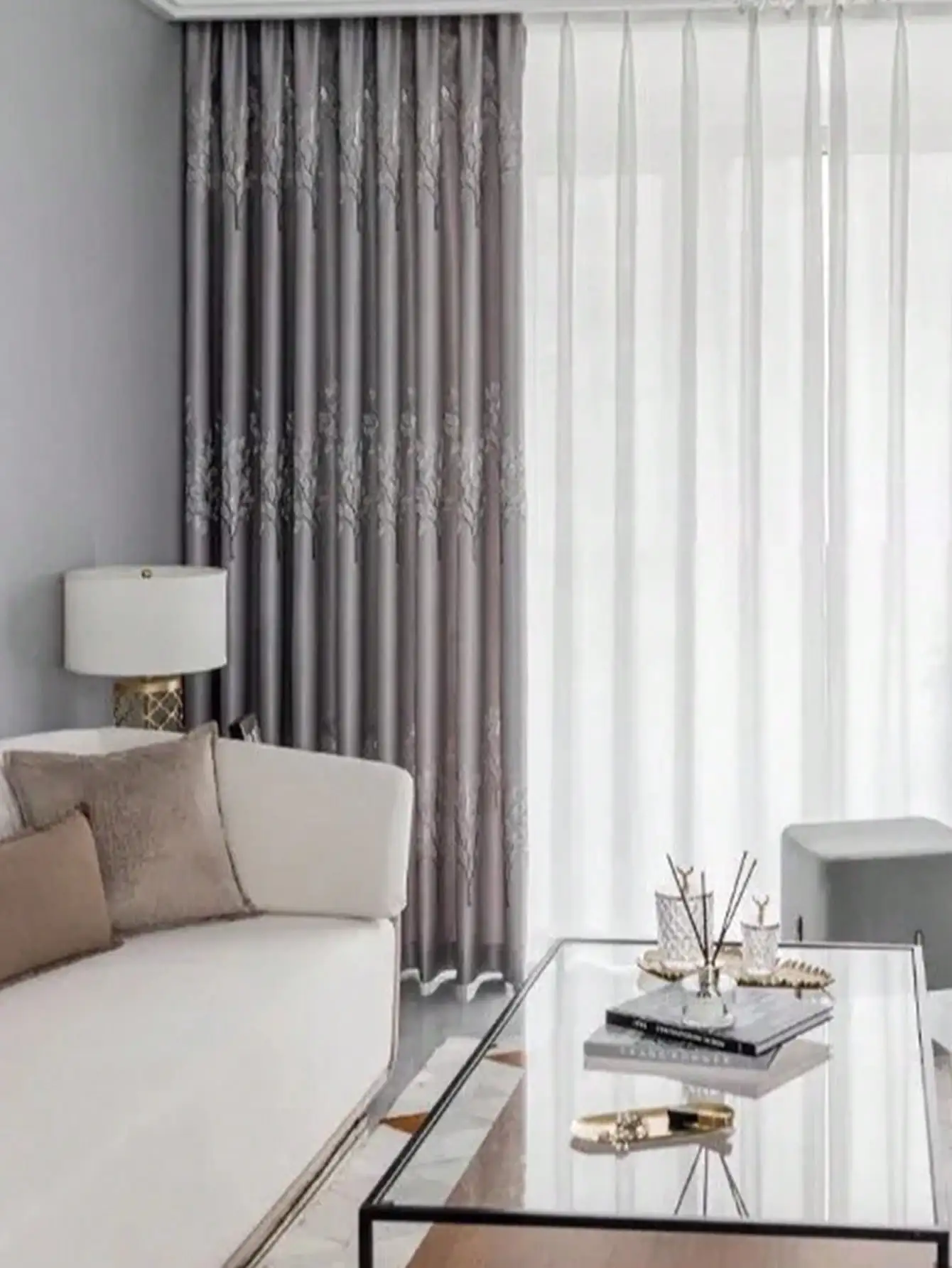 Thickened Full Blackout Grey Curtains Fresh Countryside Living Room Bedroom Insulation Light blocking Simple Sunshade Cloth