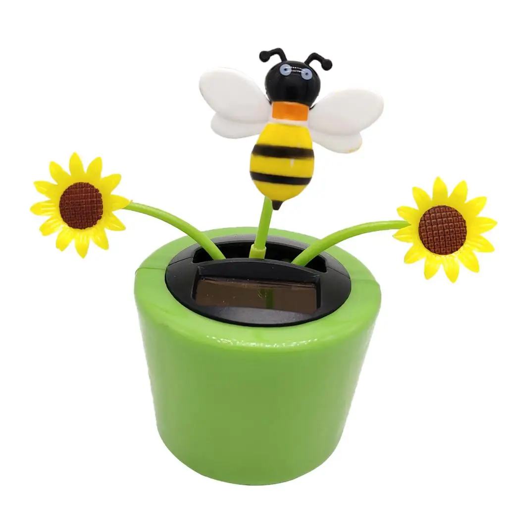 Maceta verde alimentada por energía Solar y planta oscilante de abeja, adorno de muñeca para salpicadero de coche, decoración del hogar