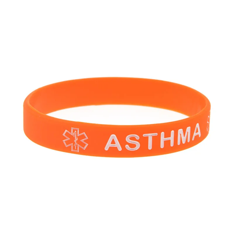 50 Stück Asthma-Notfall-Silikon-Armbänder, medizinische Gummiarmbänder, unisex, 6 Farben – Detail 2