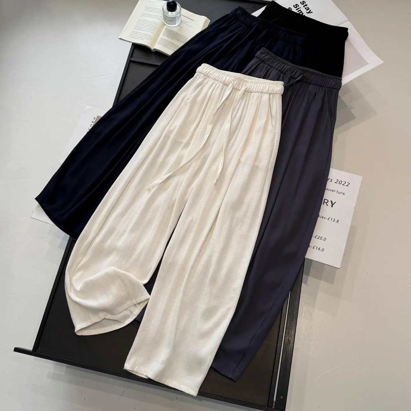 High Waist Wide Leg Pants Straight Cut Loose Fit Breathable Lightweight Summer Casual  Lyocell Fiber Comfortable Women'...