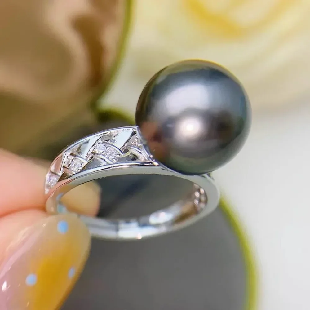

Beautiful Pearl Ring AAAA 10-11mm Natural South Sea Pearl Open Ring 925s