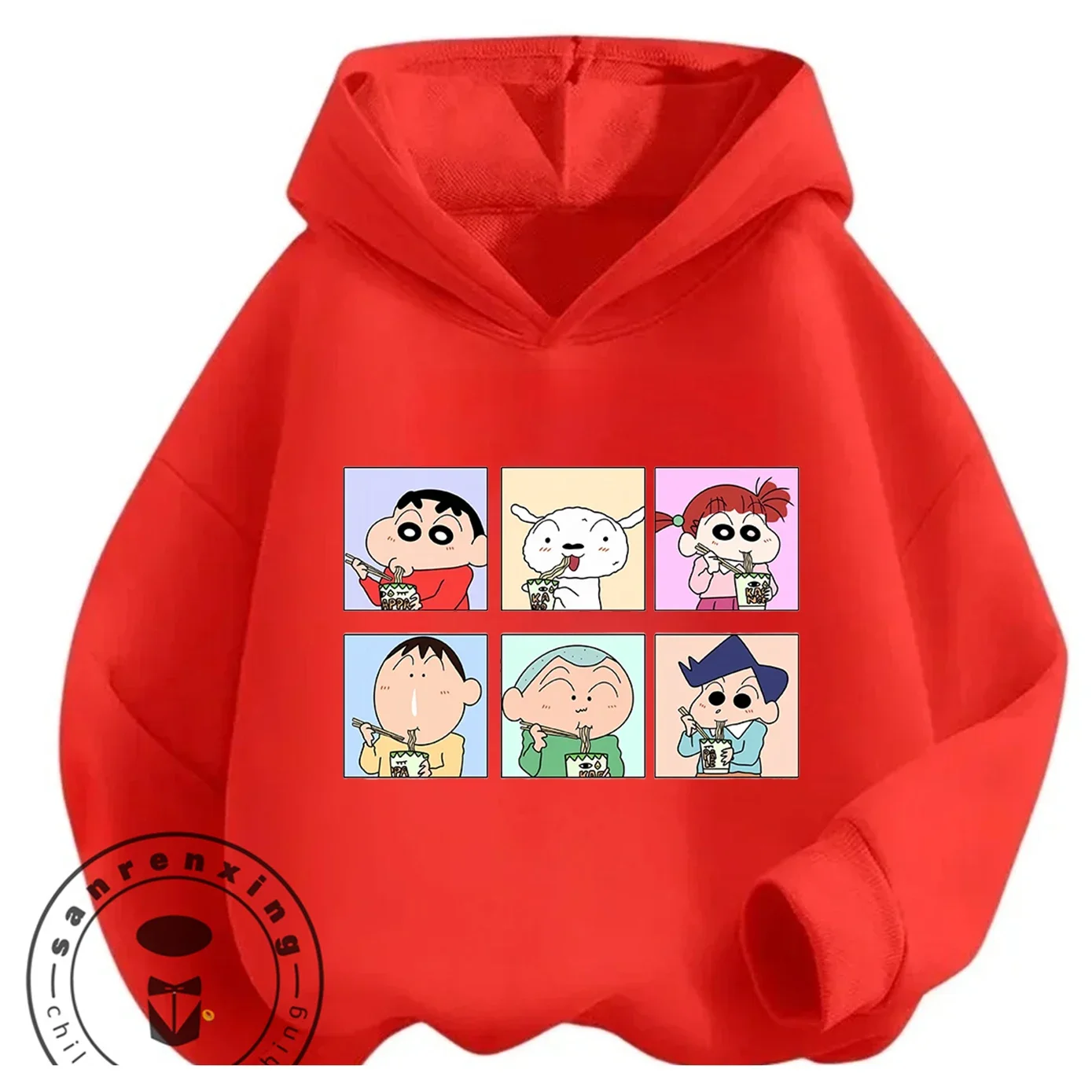 Lightweight Winter Hoodie Cute Cartoon Graphic Casual Outdoor Wear Youth Top Crayon Shin Chan 3 14 Years