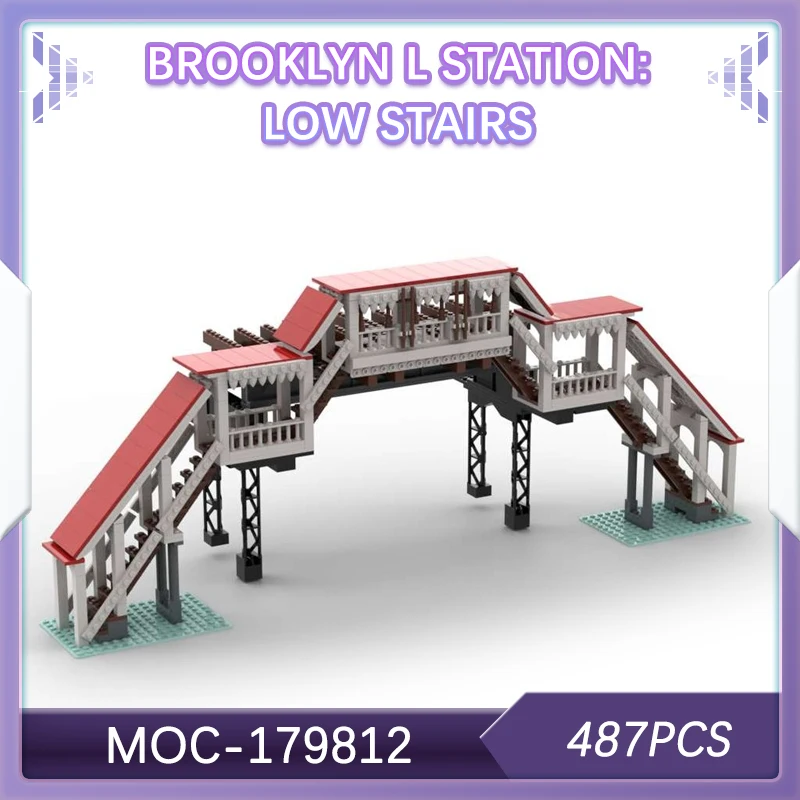 

487PCS Brooklyn L Station: Low Stairs Urban Construction Building Block Module Station Entrance And Exit Ladder Model MOC-179812