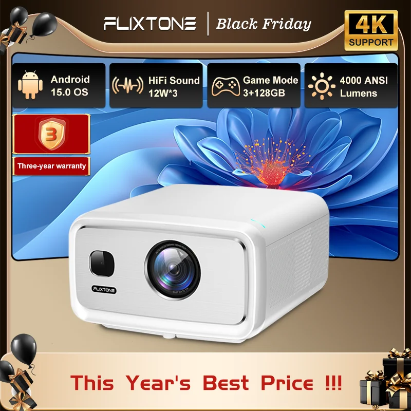 Flixtone 4000 ANSI 4K Android Projector: Real-World Performance for Movie Nights, Gaming, and Smart Streaming