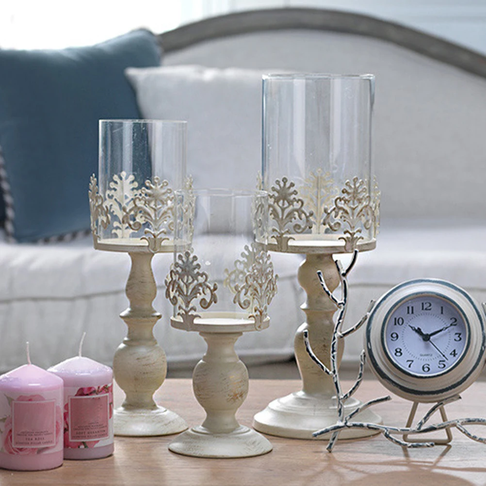 

Retro Metal Holder Vintage Decorative Candlestick Sturdy Table Centerpiece Desktop Decoration For Home Wedding