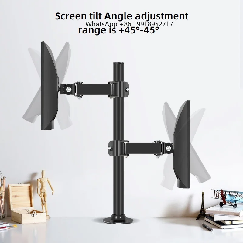 Vertical Dual Monitor Stand for 2 Monitors up to 32 Inches Computer Monitor Mount Arm Swivel Tilt Height Adjustable XCU58