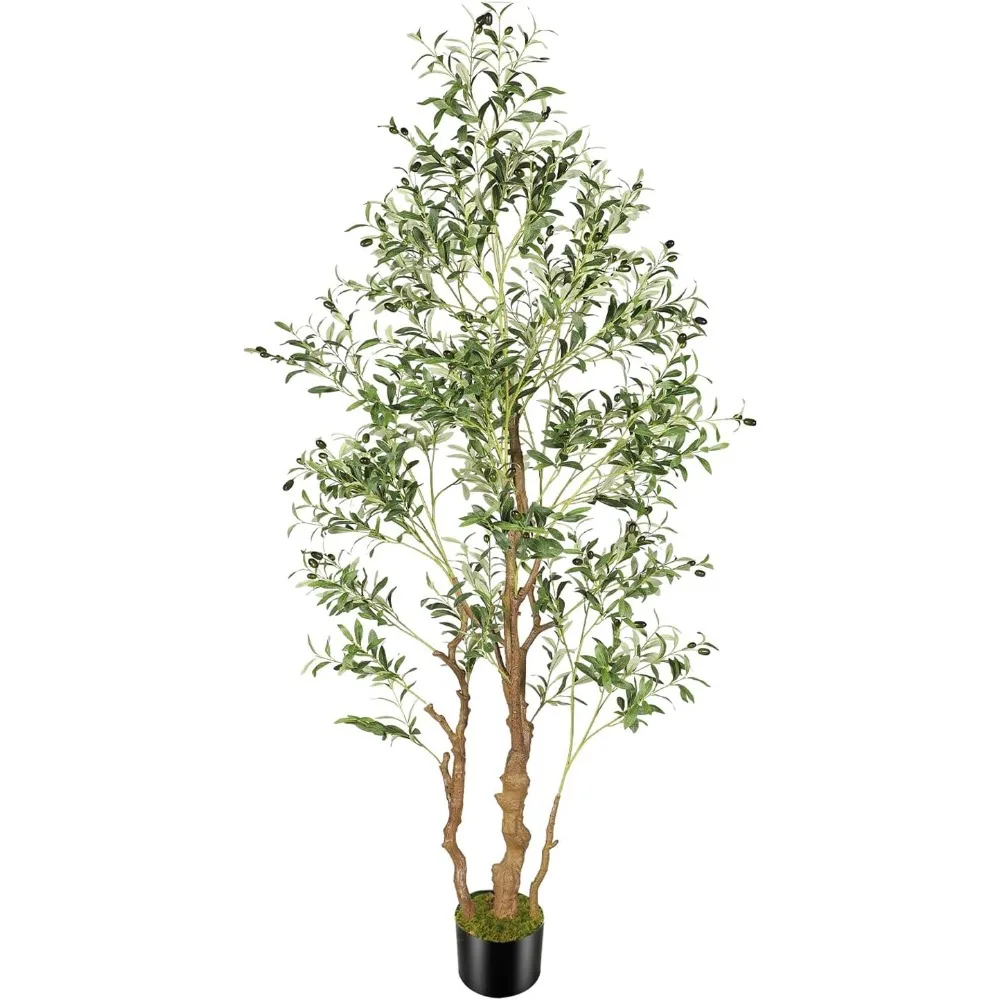 Olivo artificial de 7,2 pies (85 pulgadas) con maceta de plástico para vivero, árbol de seda de oliva sintética, planta falsa de frutas para oficina, casa, granja L