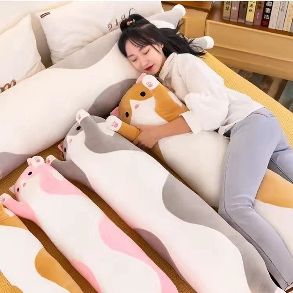 50cm Cute Soft Long Cat Pillow Soft Plush Toy Office Nap Pillow Bed Sleep pillow Home Decor Gift Doll Kids Girls Christmas