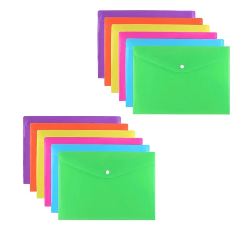 A20F-A4 Size PP Envelopes With Snap Closure- Waterproof Poly Folders(12-Pack), Ideal For Stickers, For Receipts, Planners& Photo
