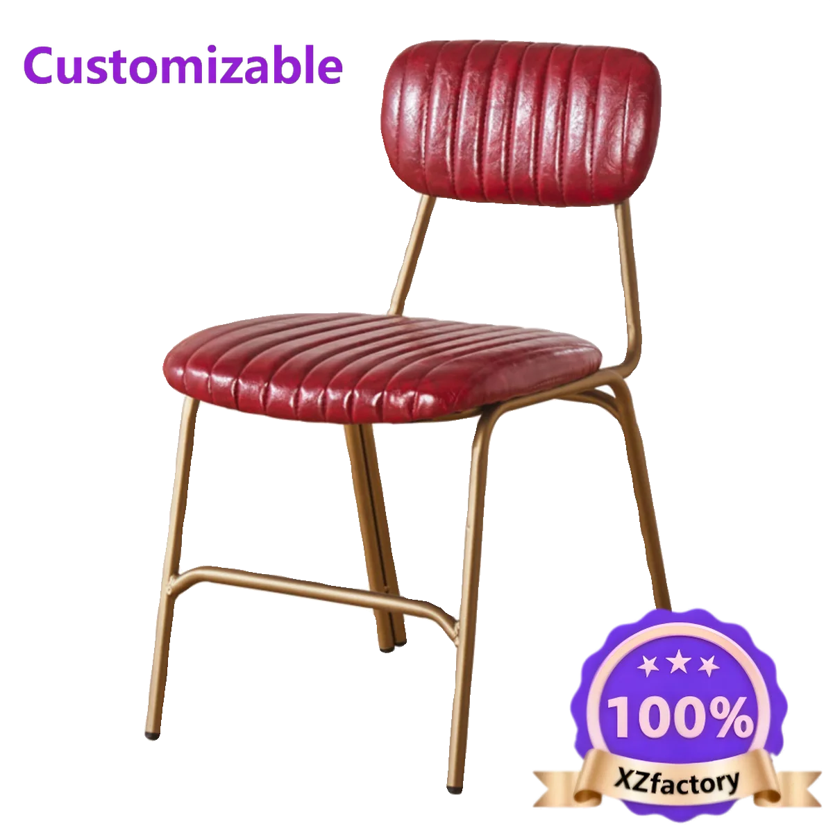 Factory Direct 2026 Top RatedVintage wrought iron dining chair Nordic loft industrial style adult backrest leather chair America