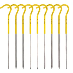 TiTo 3.0*165mm Titanium Alloy Camping Tent Pegs With Hooks Garden Stakes Ground Nail For Camping Guyline Awning Canopy