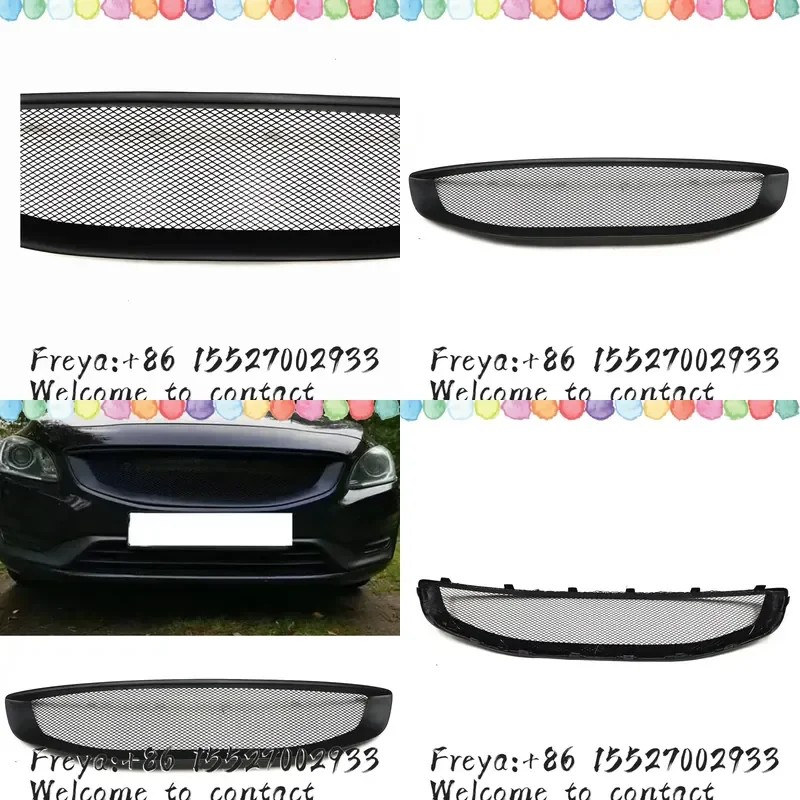Grill Grid Front Grille For S60 & S60 Cross Country 2014-2018 Sedan/Wagon Fiberglass/Carbon Fiber Upper Bumper Hood