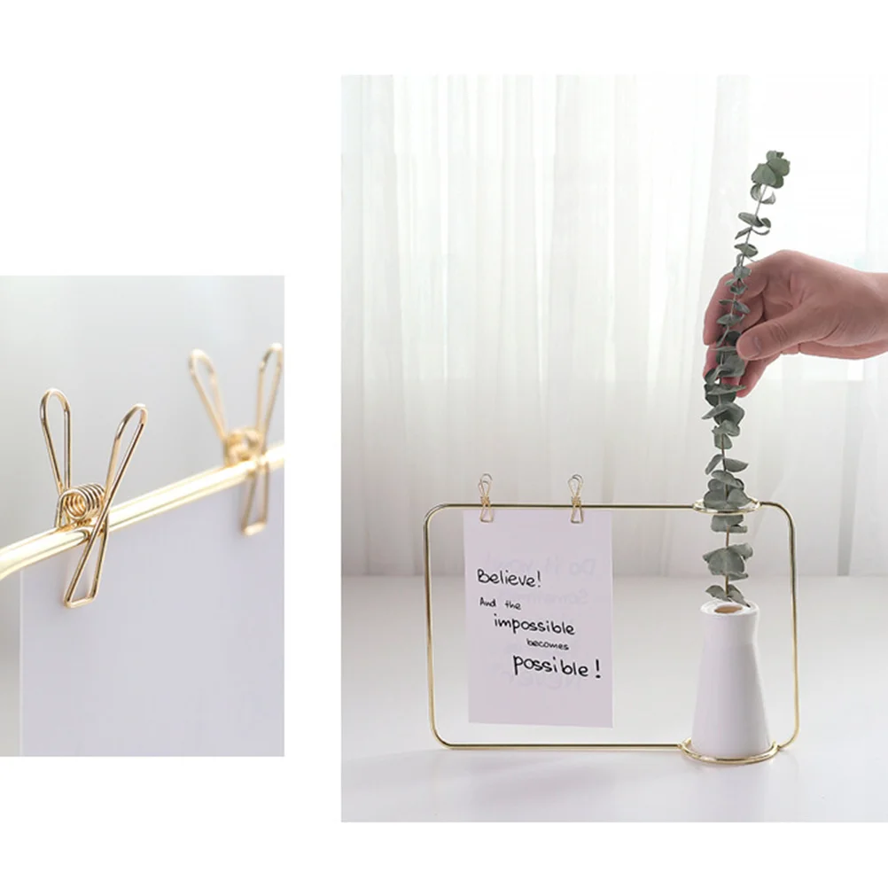 

Elegant Golden Wrought Iron Ceramics Flower Vase Simple Retro Photo Frame Desktop Ornament Home Living Room Office Christmas