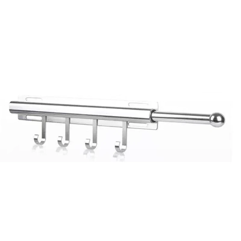 12 Inch Valet Rod for Closets Pull Out Closet Valet Rod Slide Out with 4 Hooks Pull Out Clothes Hanger Closet-A27R