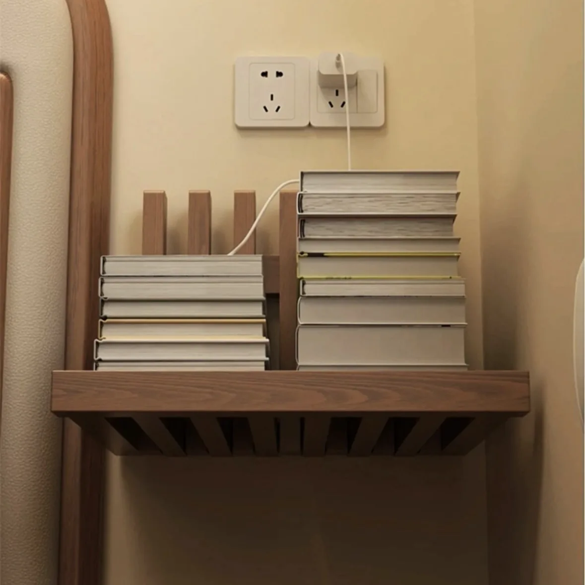 

Folding bedside table Wall-mounted suspended bedside table Wall desk All solid wood shelves Bedroom bedside table