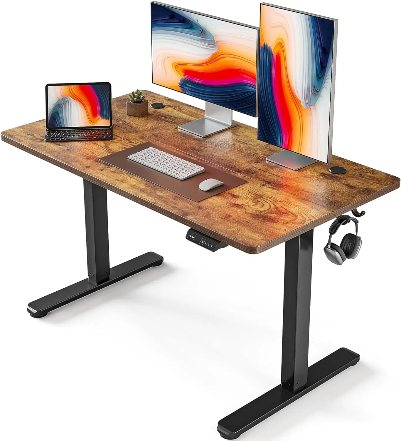 

Electric Standing Desk, 48 x 24 Inches Height Adjustable Stand up , Sit Stand Home Office , Computer , Rustic Brown