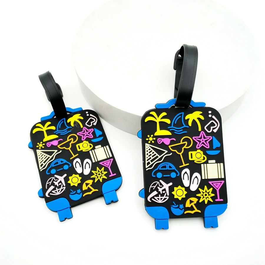 블랙 휴가 수하물 태그 펜던트, 여행 공항 수하물 분실 방지 ID 태그, 성인 야외 작업 이름 태그, 1 개, 2 개