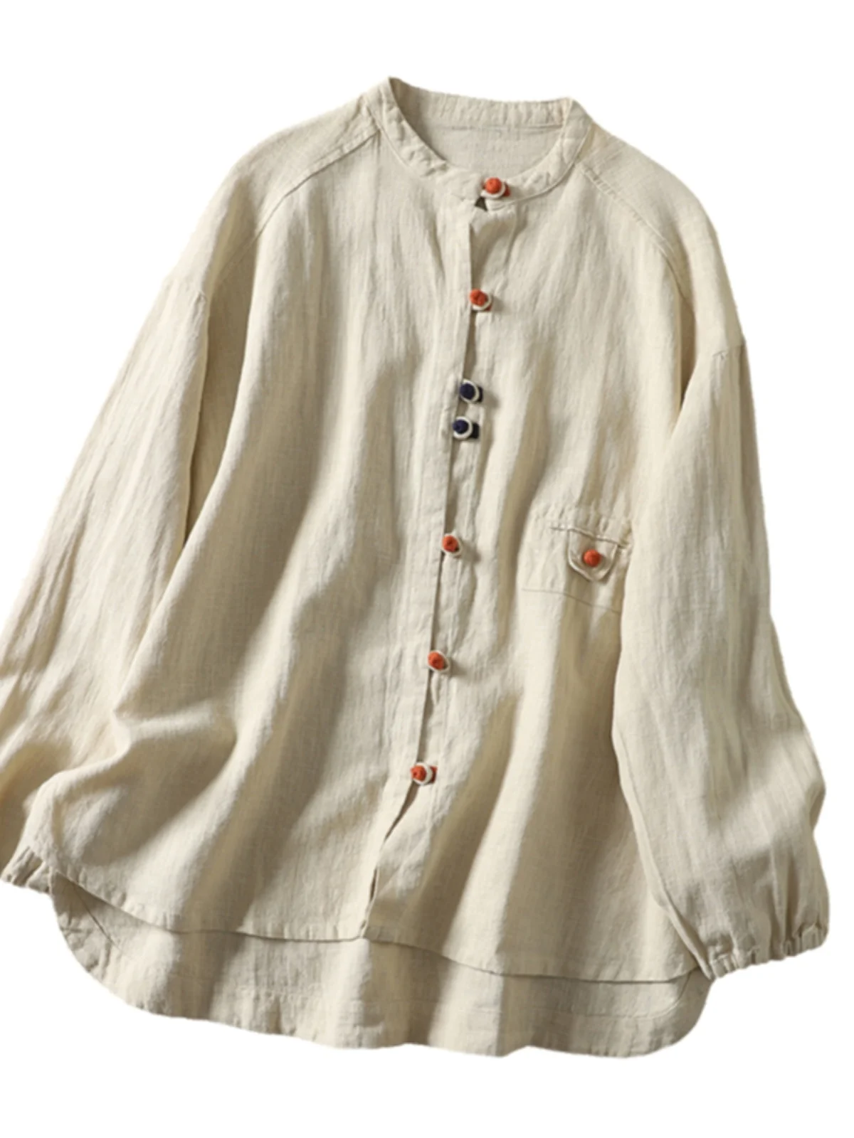 New Chinese Sle Retro Button Cotton Linen irt Jaet Women's Spring Autumn National Sle Reformed Tang Costume Zen Tea C...