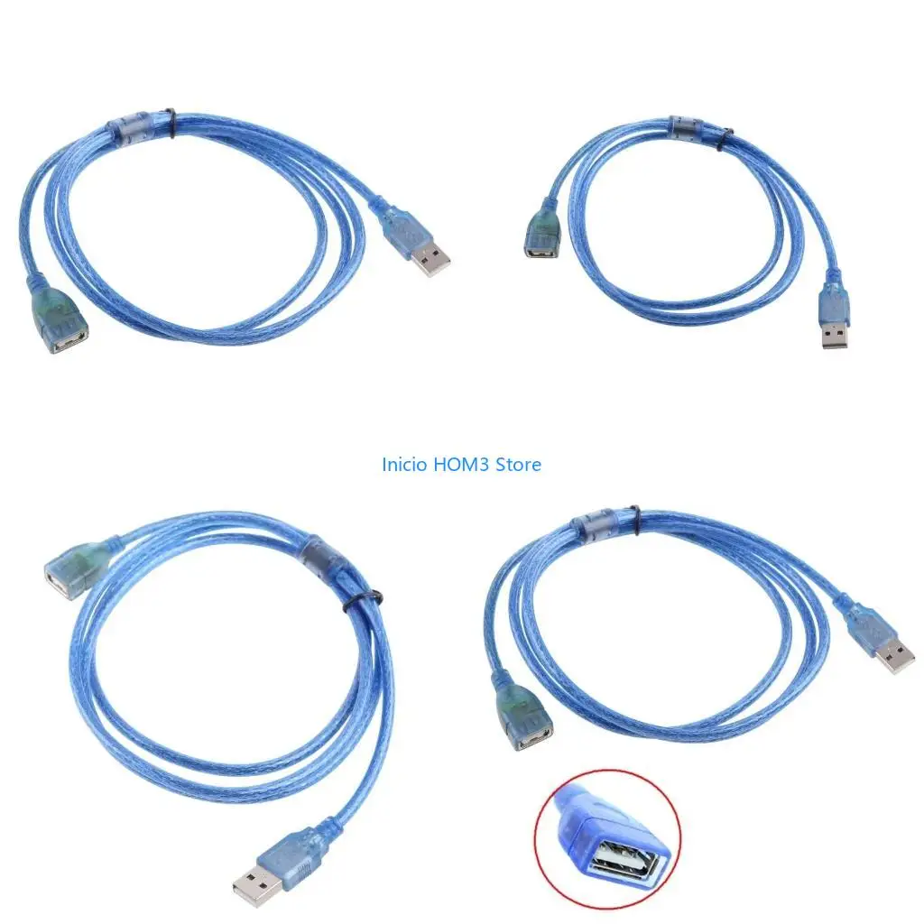 A5YD Blue USB 2.0 5ft 1.5m New Clear Extension Male to Female Cable Connector