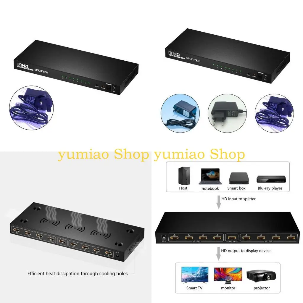 

587B 1x8 8 Ports for HDMI Powered Splitter Input To Eight Outputs 1080P/60HZ Blac