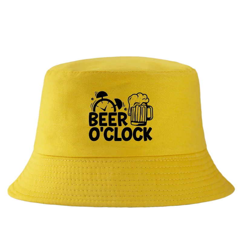Beer O'Clock Graphic Bucket Hat Men Women Stag Do Bachelor Party Fun Sun Cap Pub Crawl Fisherman Hat Unisex Harajuku Gorros