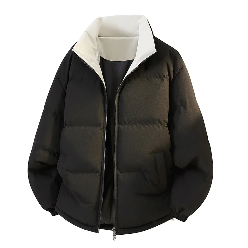 

New Winter Fashion Trend, Casual,cold Resistant Stand Collar Men's Solid Color Cotton Jacket, Large Size Warm and Plush Coat