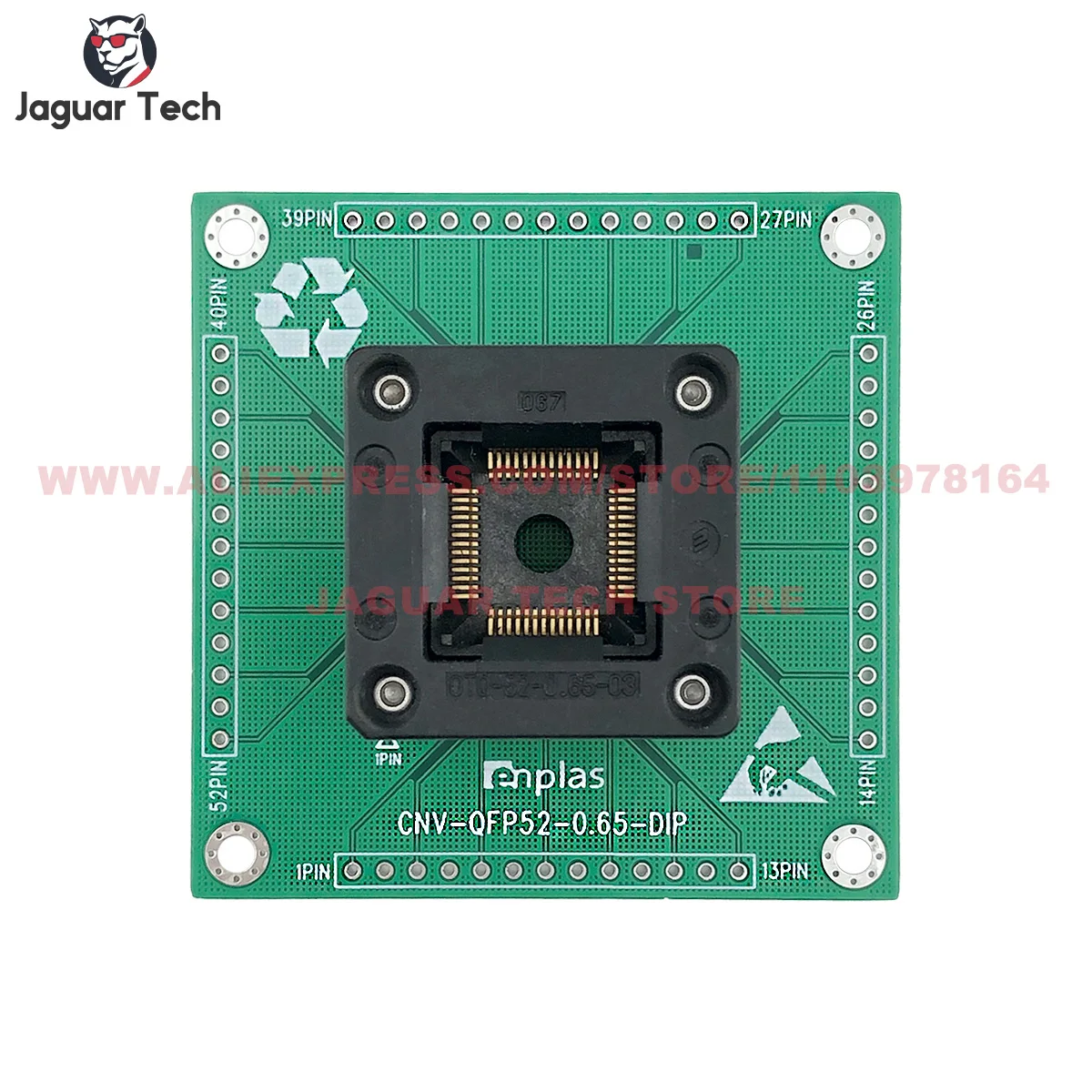 1pcs OTQ-52-0.65 QFP52 TQFP52 pitch0.65mm Adapter ICsocket Program burning programming test Test stand