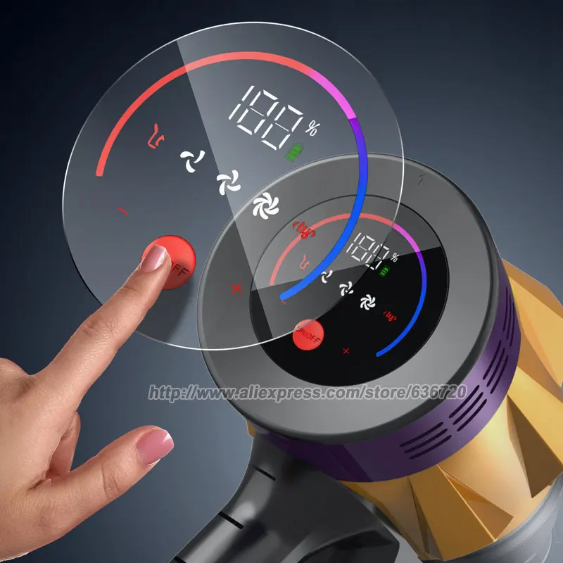 مكنسة كهربائية لاسلكية V18، مكنسة كهربائية لاسلكية بقدرة 550 وات 45 كيلو باسكال مع شاشة تعمل باللمس، قائمة بذاتها، شحن مثبت على الحائط