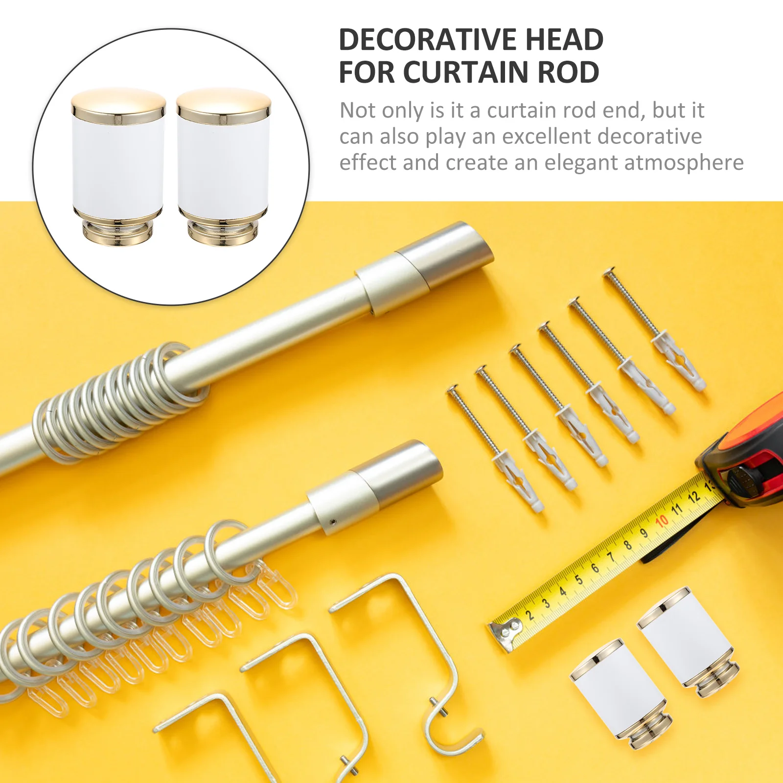 

2Pcs Curtain Rod Decorative Ends Material Unique Chic Design Home Decoration Accessories Curtain Rod Plug