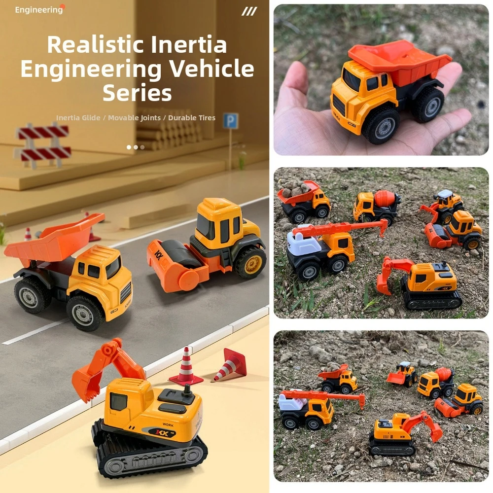 

4/6pcs New Mini Simulation Diecast Crane Car Alloy 2 Styles Excavator Inertial Truck Engineering Vehicle Children Boys